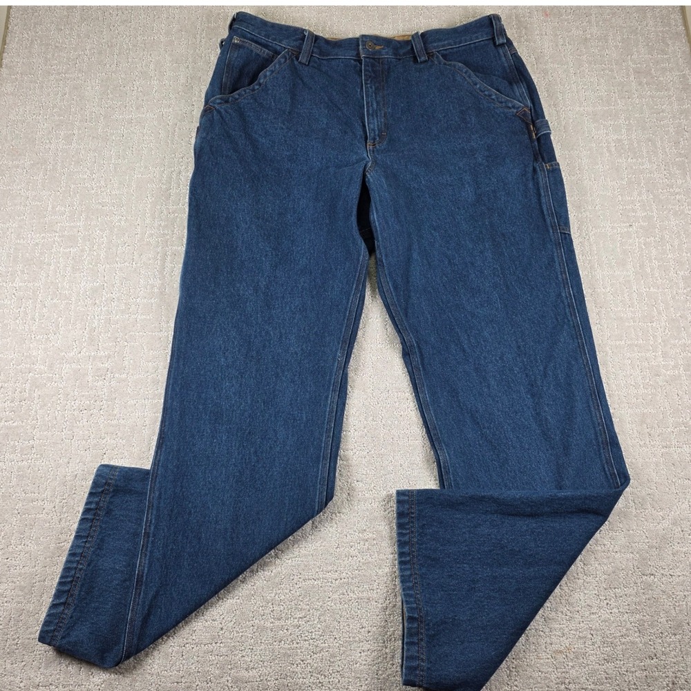 Duluth Trading Co Mens Ballroom Carpenter Jeans Dark Wash Blue 38x34 Heavy Duty